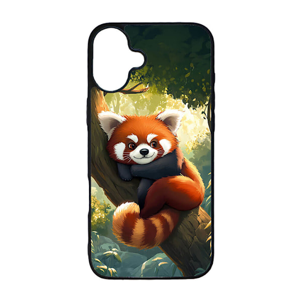 Gullig Tecknad Röd Panda iPhone 16 Mobiltelefon Skal