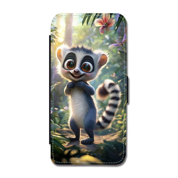Ljuvligt Tecknad Lemur Google Pixel 8a Flip Mobilfodral