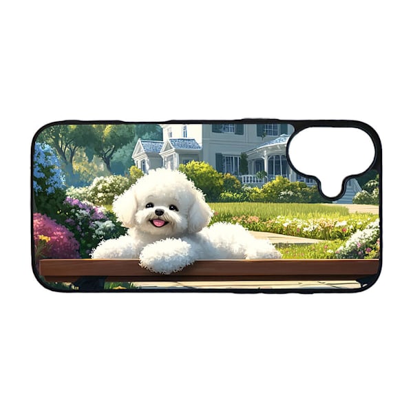 Barn Söt Tecknad Bichon Frise Hund iPhone 16 Mobiltelefon Skal