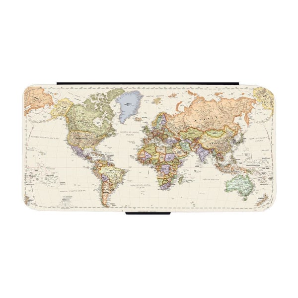 Världskarta iPhone 12 / iPhone 12 Pro Plånboksfodral multifärg