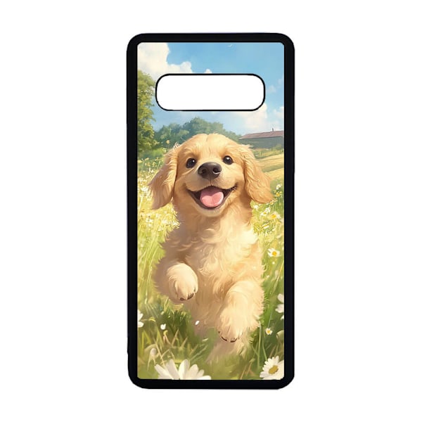 Tecknad Golden Retriever Hund Samsung Galaxy S10+ Mobiltelefon Skal