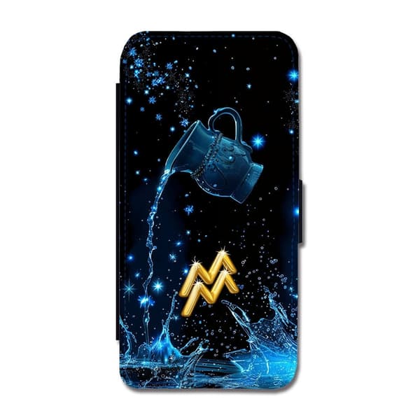 Stjärntecken Vattumannen iPhone 13 Pro Max Flip Mobilfodral