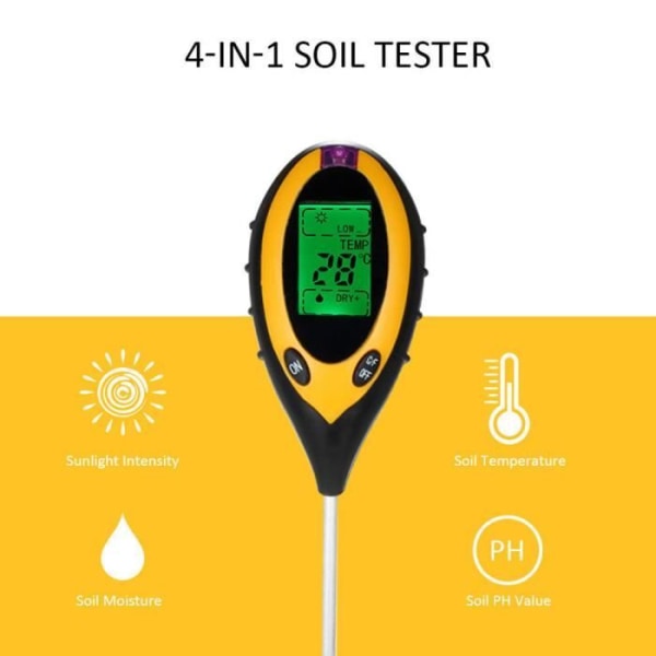 Sonew Fukttemperatur Solljus pH Tester Mätare 4 i 1 Mätenhet Mätare Trädgårdsjord