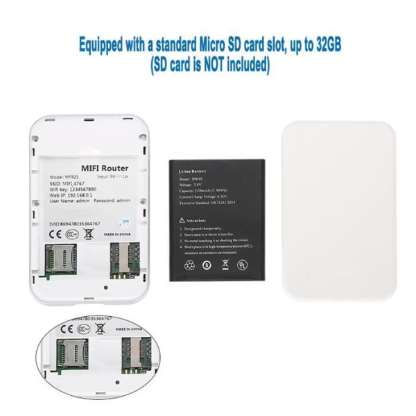 4G Bärbar trådlös WiFi-router, 4G LTE Mobil WiFi med SIM-kortplats WiFi Terminal Box Data Terminal Box