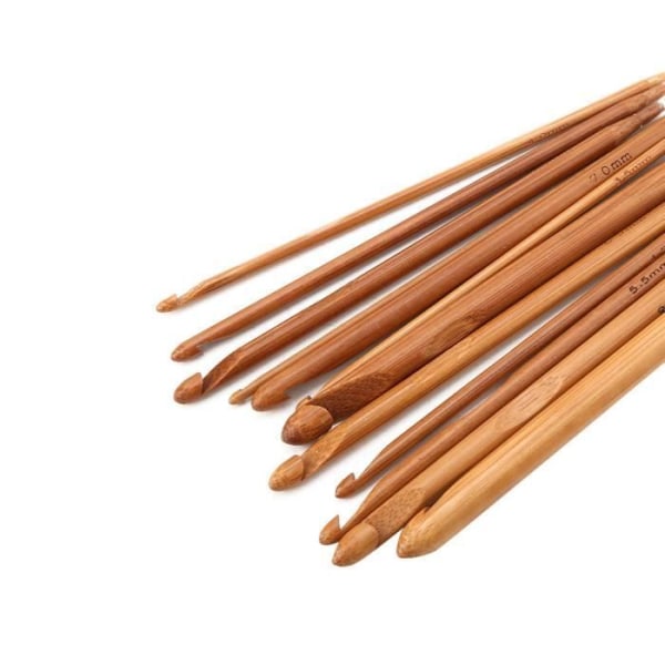 12 st förkolad bambu Tunisiska virknålar Set Cirkulära stickor Matta Filt Matta Vävnålar