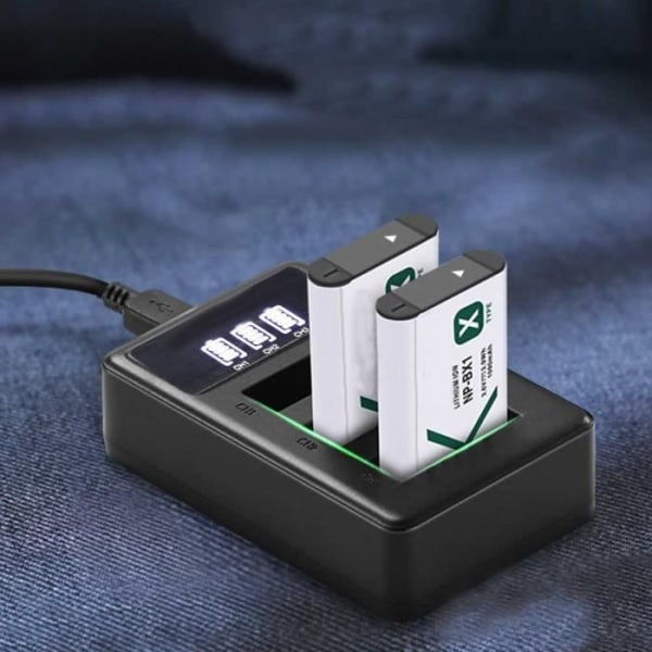 NP-BX1 USB-batteriladdare, tre platser batteriladdare med LCD-skärm + USB-kabel för Sony RX100 HX300 RX1