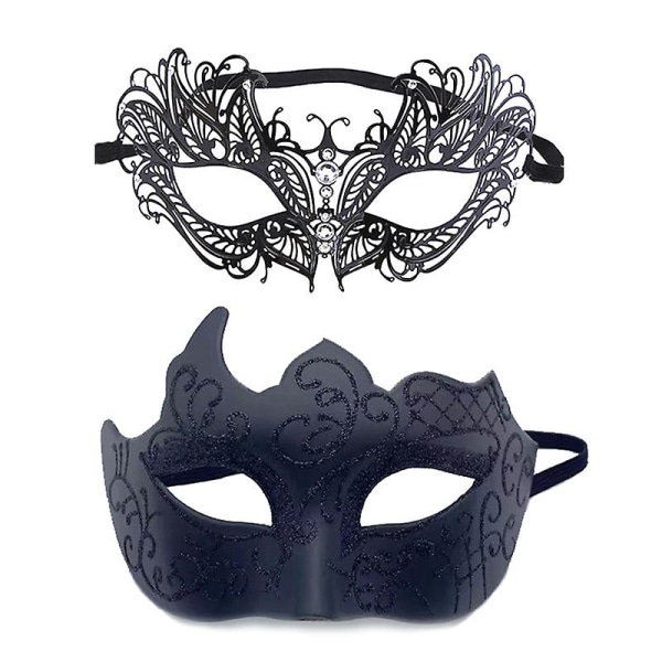 Par Maskerad Masker Metal Venetian Mardi Gras Party Evening Prom Black 2