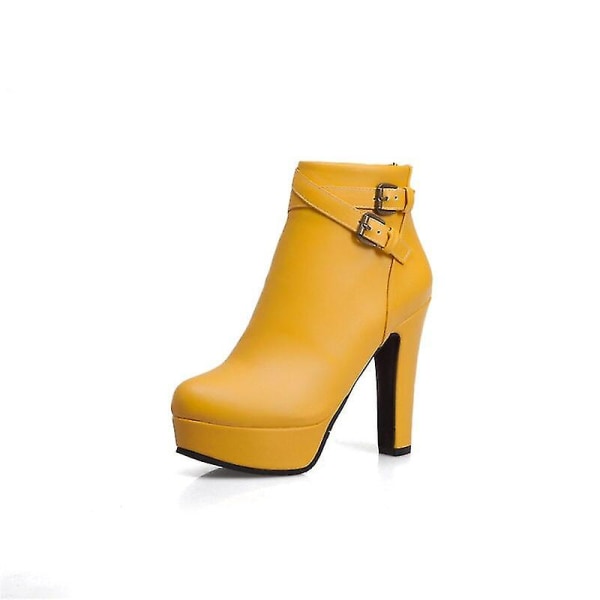 Mode Korta Stövlar Kvinnor Sexiga Platform Ankel Boots För Kvinnor High Hee Yellow 7