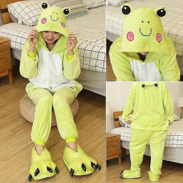 One Piece Animal Plysch Pyjamas Sovkläder Vuxen Kid Frog 176-185CM