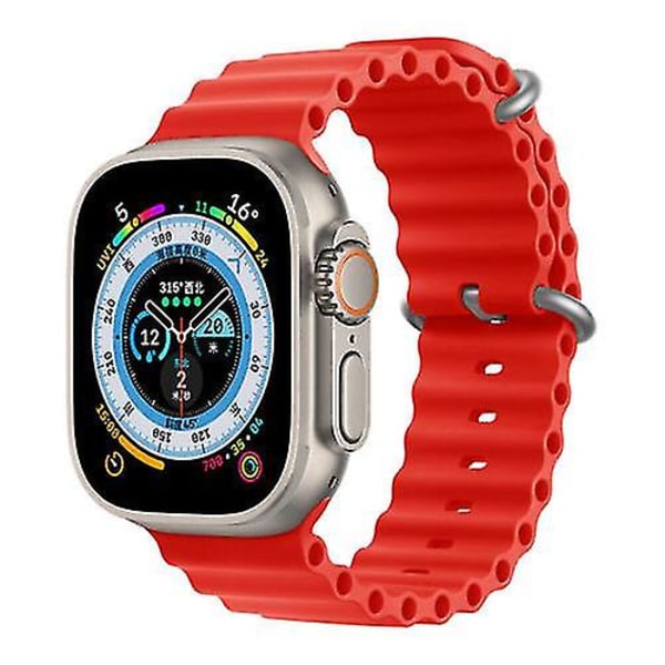 För Apple Watch Silikon Ocean Strap Band 41/44/45/49 mm Series Ultra 8 red 42 to 49mm