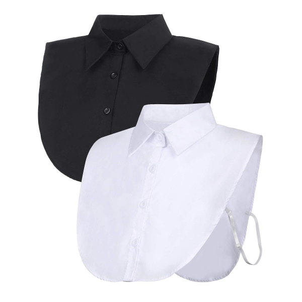 2 delar Fake Collar Avtagbar blus Dickey Collar Half Shirts False 1 Black and 1 White