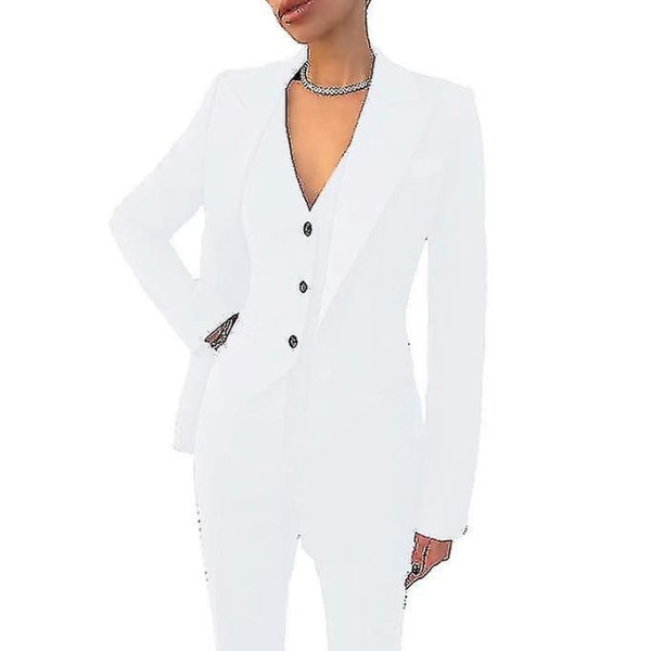 Damkostym 3-delad Business Formella Arbetskläder Kontorsbyxor Set Dam White XL