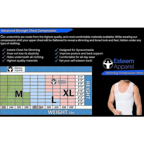 Bröstkompressionströja för män för att dölja gynekomasti Moobs balck L