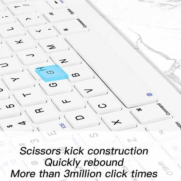 Ultratunt trådlöst Bluetooth tangentbord med pekplatta - Universal Recha White