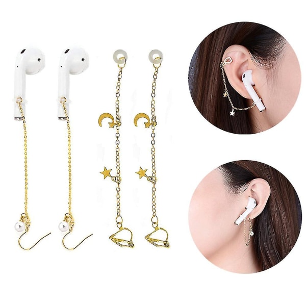 Pentagram Tassel Ear Clip Airpods Pearl Anti-lost örhängen för kvinnor