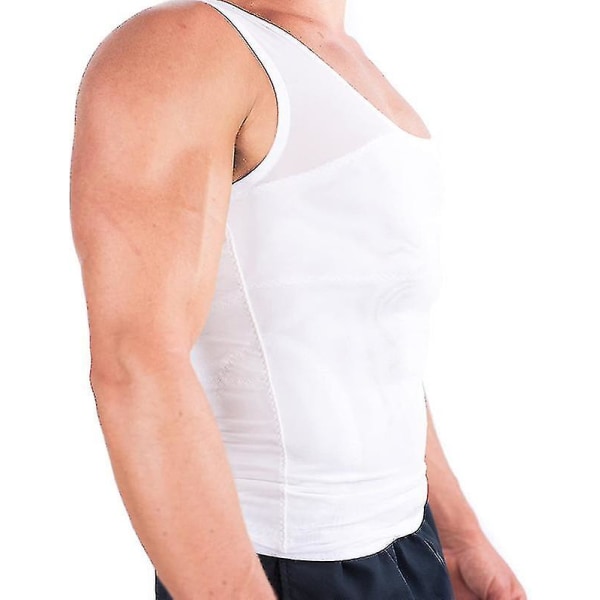 Bröstkompressionströja för män för att dölja gynekomasti Moobs white XL