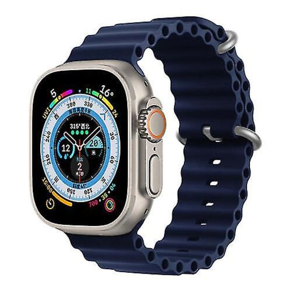 För Apple Watch Silikon Ocean Strap Band 41/44/45/49 mm Series Ultra 8 dark blue 42 to 49mm