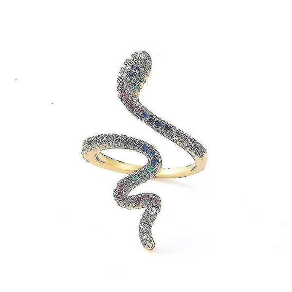 Mässing guldpläterad färgglad ormformad ringdjur