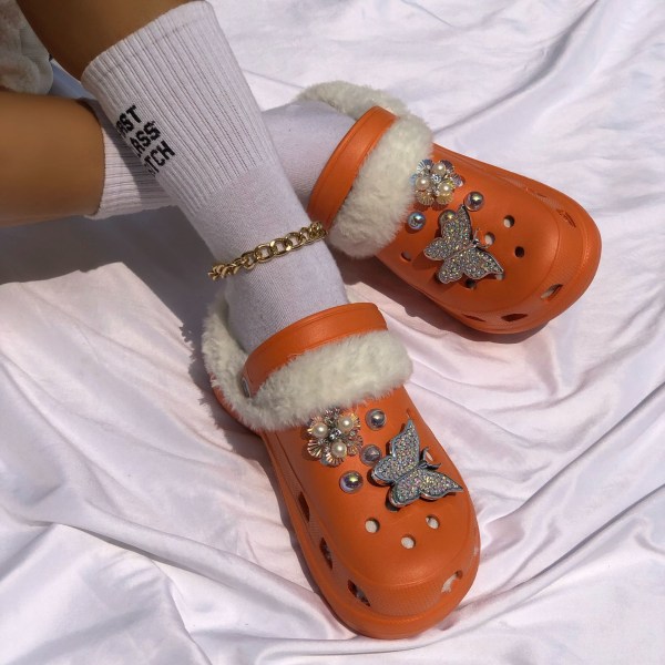 Klassiska Bae Clog Platform Shoes Slip On Sa Orange 39