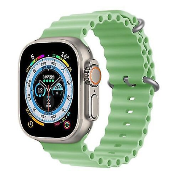 För Apple Watch Silikon Ocean Strap Band 41/44/45/49 mm Series Ultra 8 Cyan 42 to 49mm