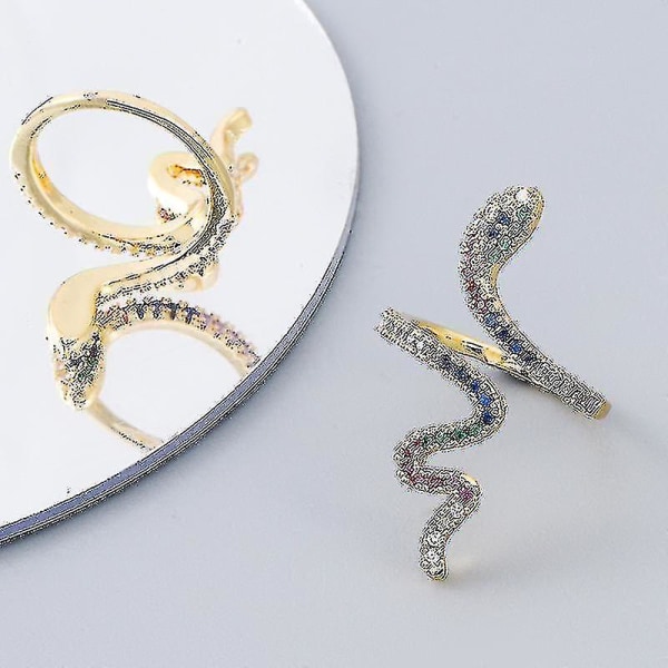 Mässing guldpläterad färgglad ormformad ringdjur