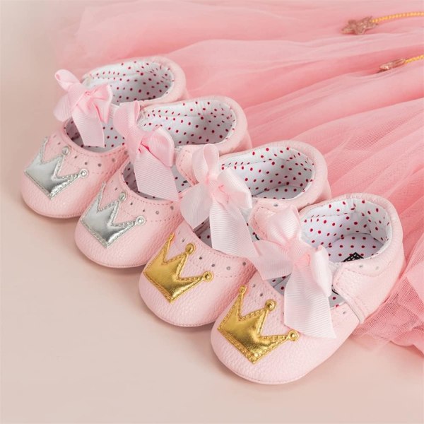 Meckior Infant Baby Girls Crown Soft Sole Bowknot