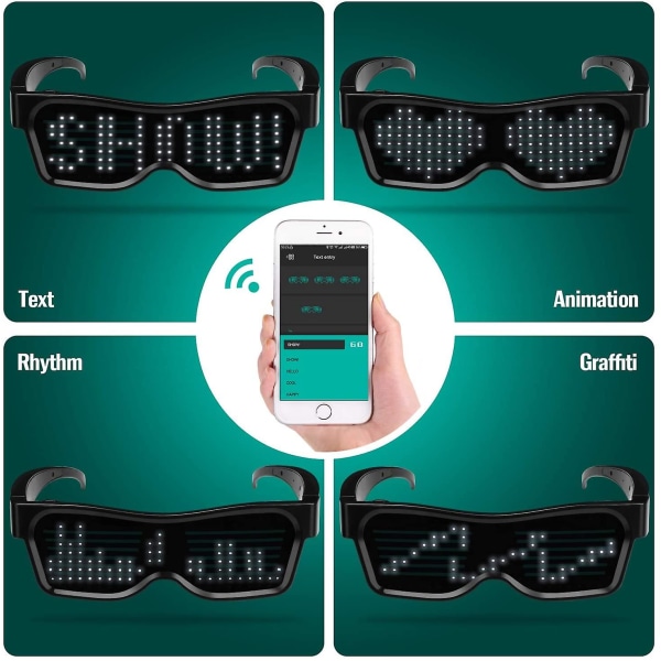 Led Glasögon Bluetooth App Ansluten Led Display Smart Glasögon Diy Funk
