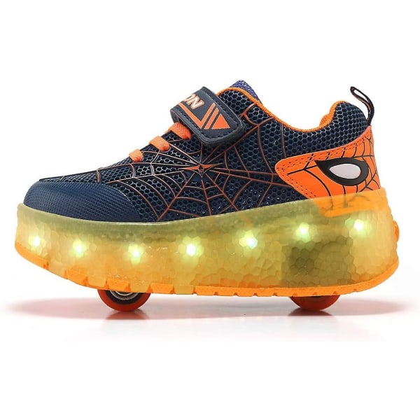 Spindelrullskridskor Lyser upp skor med USB laddningsbar Led Sport Sneak Blue Orange 38