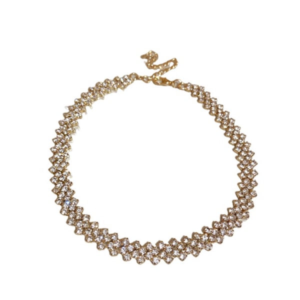Glänsande Rhinestones inläggningar halsband Elegant Chain Ne