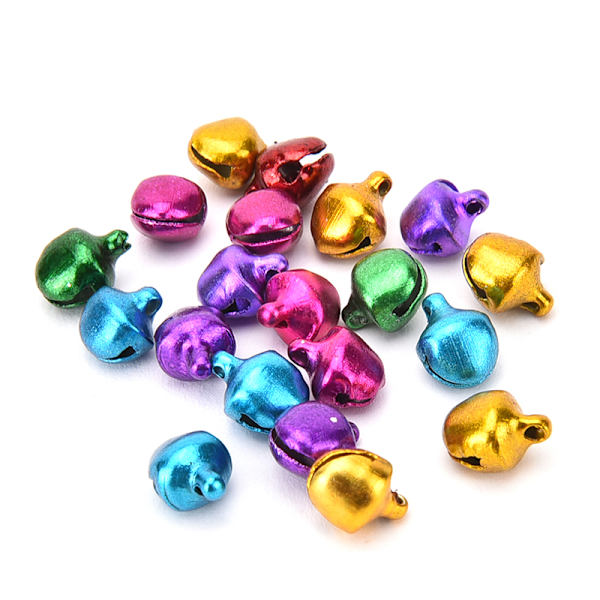 100 st/ set Små Jingle Bells Färgglada lösa pärlor dekoration 10
