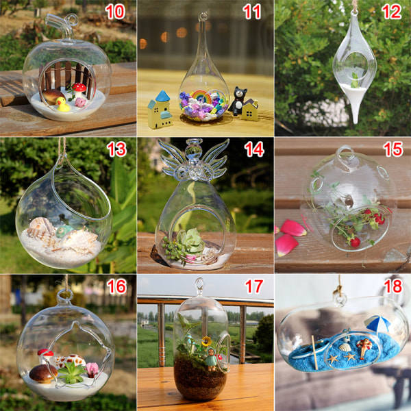 Hängande Transparent Ball Glas Flower er Vas Terrarium Landsca 13