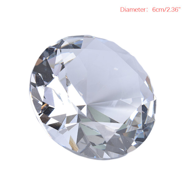 Kristallklart pappersvikts facetterat glas gigantiska diamantsmycken 60mm