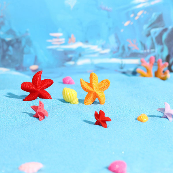Mini färgglad femuddig sjöstjärna Sea Star Resin Fish Tank St 7