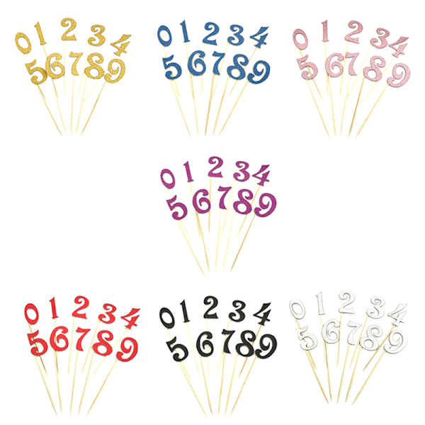10st digital tårt topper nummer cupcake toppers födelsedagsfest Silver