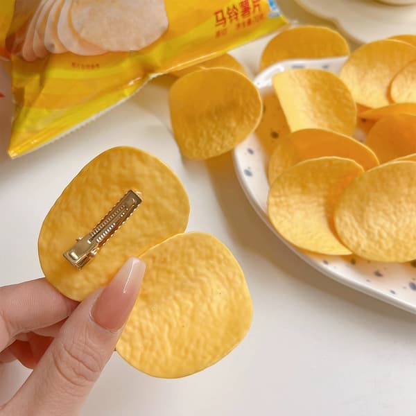 Roliga simulerade potatischips hårnålshårklämmor för tjejer kvinnor