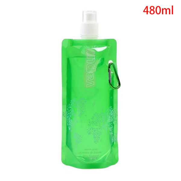 480 ml bärbar ultralätt hopfällbar vattenpåse Mjuk kolvflaska Green