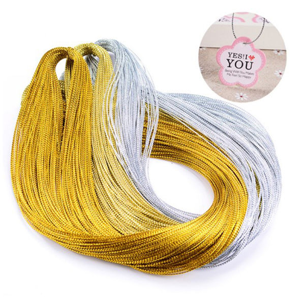 100m rep Guld Silver Sladd Presentförpackning String Metallic Jewel Light gold