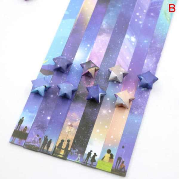 136 X Folding Paper Lucky Star Paper Strip Sky Universe Pattern C
