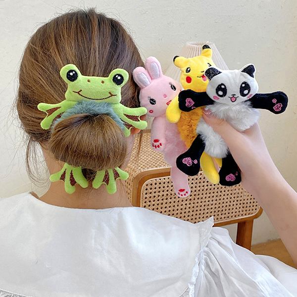 Plysch hårrep Groda Panda Elastisk hästsvanshållare Scrunchies 3#