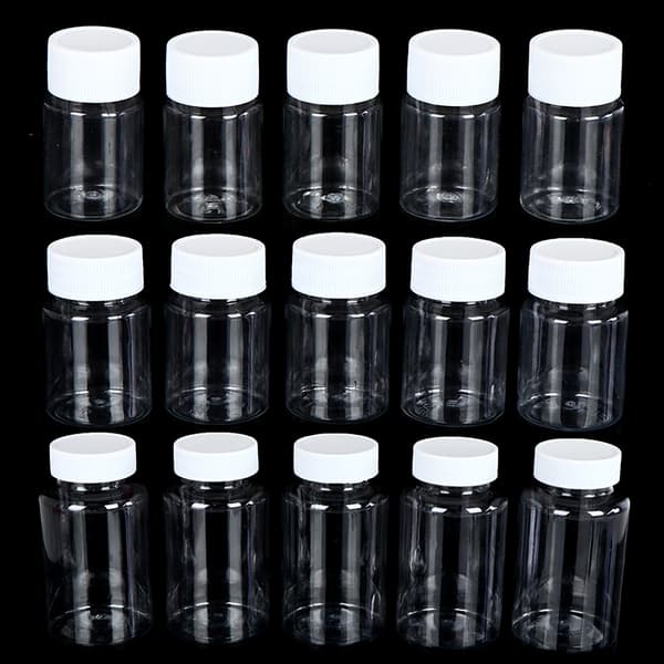 15 ml/20 ml/30 ml/100 ml PET-plast klara tomma förseglingsflaskor fasta 200