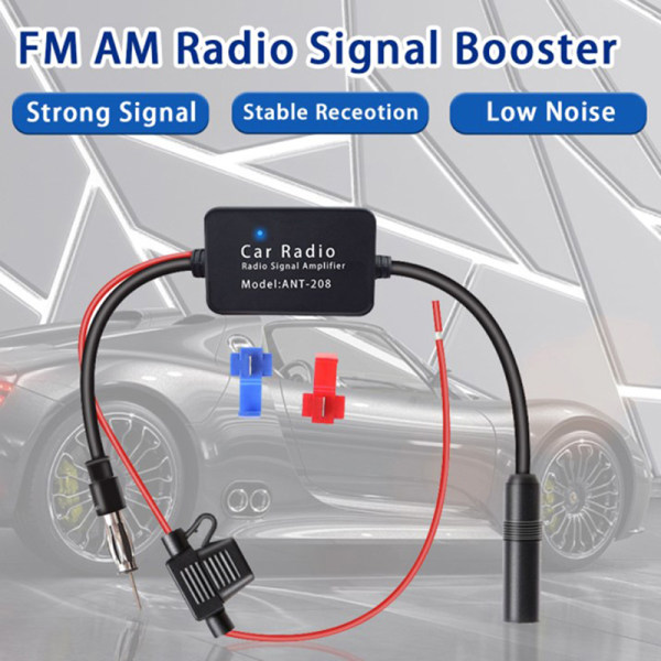 12V bilradioantenn FM/AM radiosignalförstärkare Booster Anti