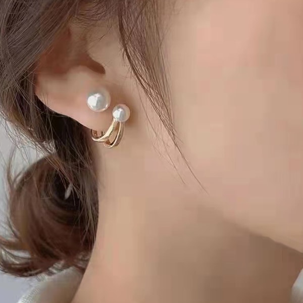 Nya Retro Light Luxury Pearl Stud örhängen n Simple Jewelry Chr