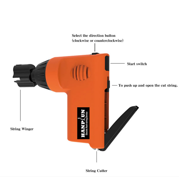 Automatisk Guitar String Winder String ter Restringing Tool Stri Orange