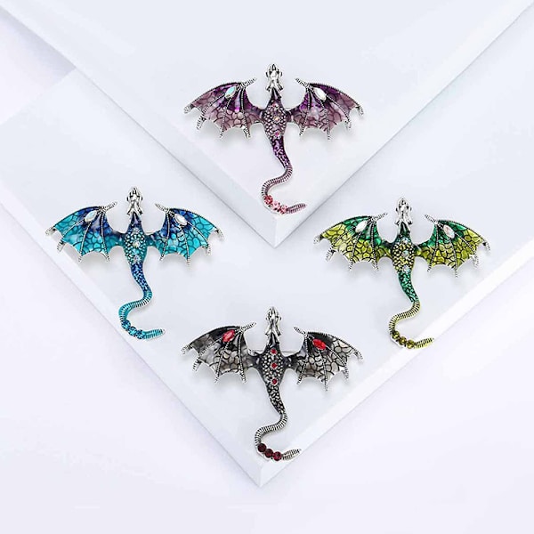 Mode Rhinestone Emalj Flying Dragon Broscher För Kvinnor Clot C