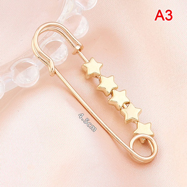 Justering Justerbar Gold Brosch Heart Star Fasta kläder Wais A3
