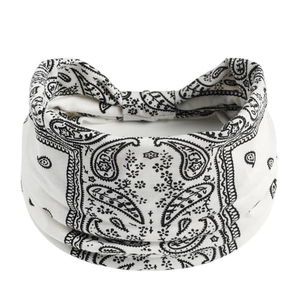 Boho Knot Turbans Yoga Elastic Head Wrap Printed Pannband Dark blue