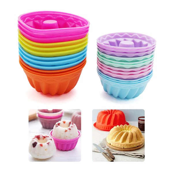 12st/ set Silikon Form Muffin Cupcake Pumpa Form Reusa B