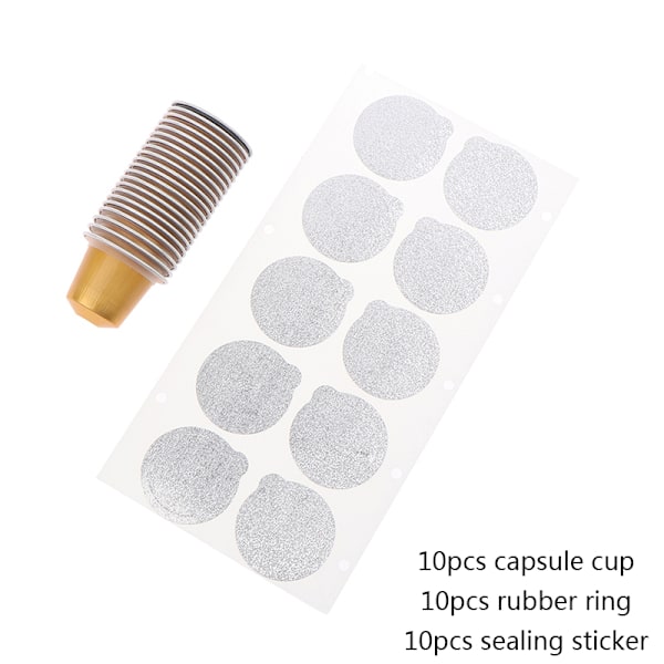 10 st Nespresso kaffekapslar kopp med gummiring och tätning Gold