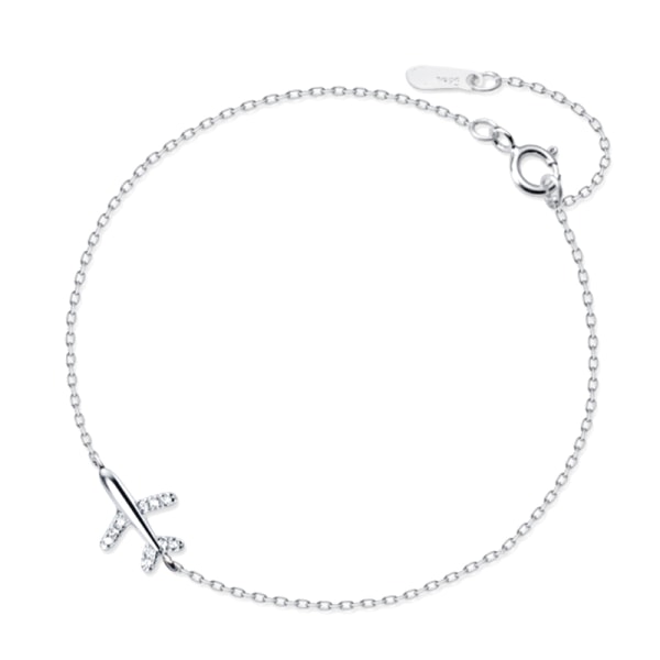 Mode Silverpläterade CZ Zircon Airplane Charm Armband Kvinnor Silver