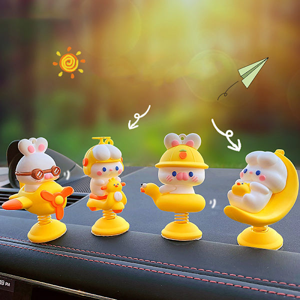 Anime e Animal Shaking Head Spring Toys Bilinredningstillbehör A